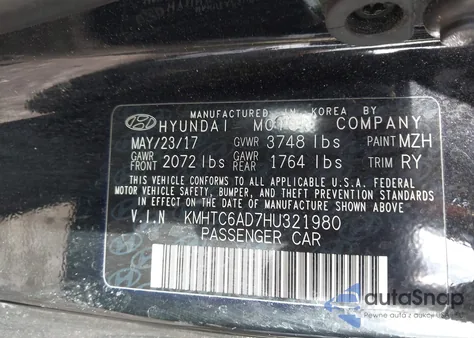 2017 Hyundai Veloster Value Edition from USA, damaged, VIN KMHTC6AD7HU321980